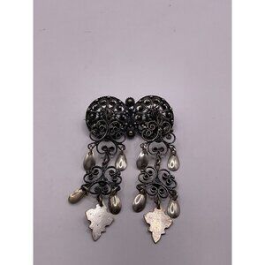 Vintage Norway Ottar Hval Solje Filigree Designed Dangle Brooch Pin